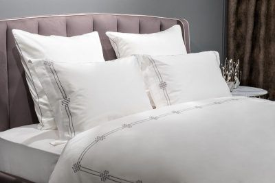 175SMR-17502 Комплект постельного белья с вышивкой Арктик, серый, Двуспальный кинг сайз (220*240)