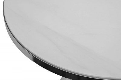 2KF111037-S Стол журнальный с мраморной столешницей d50*62см, цвет опоры серебро