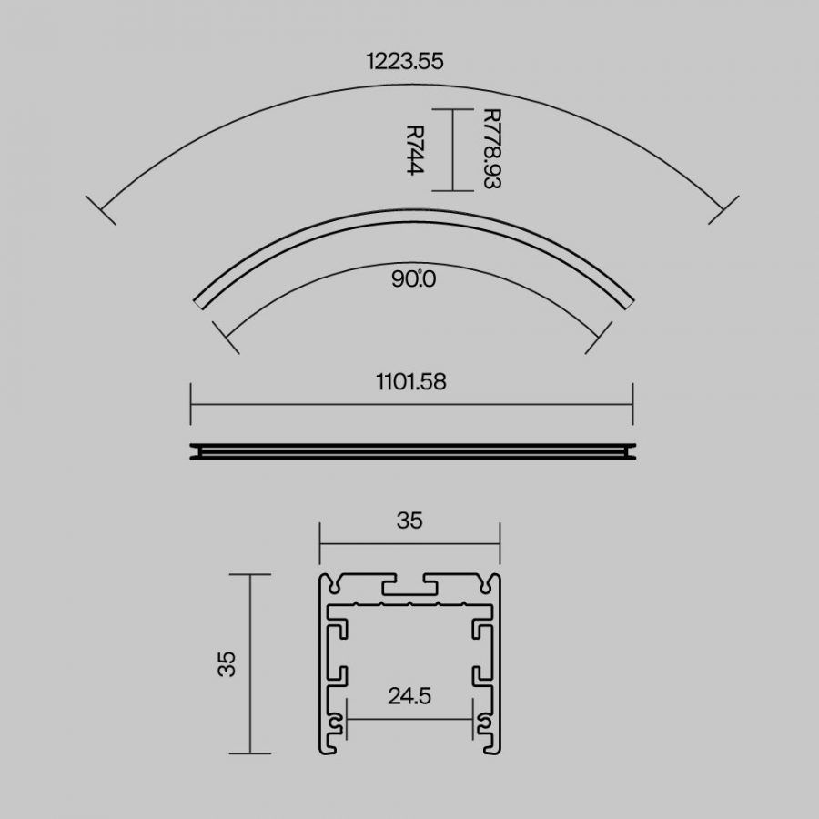 Профиль Led Strip ALM-3535R-B-EX-90°-1.5M