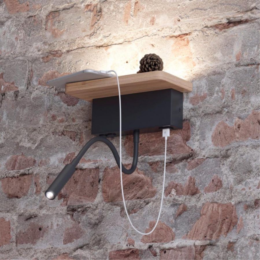 Настенный светильник-полка с подсветкой/USB Odeon Light Woody 3868/8WL