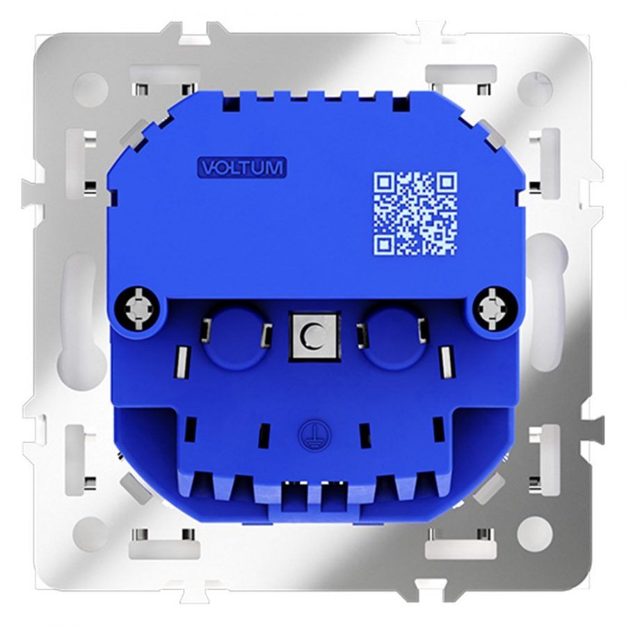 Розетка встраиваемая VOLTUM S70 с заземлением и защитными шторками, 16А, с USB, A+A, (белый матовый)