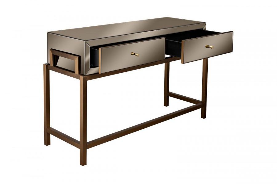 KFG210 Консоль 2 ящика зеркало бронза/золото 120*42*76 см