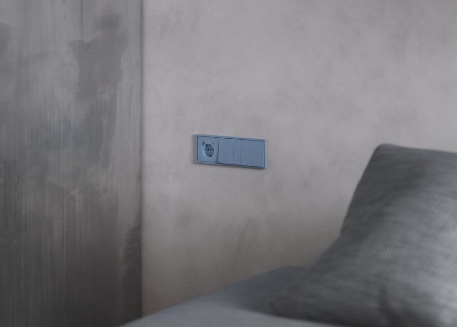 Накладка для розетки с заземлением и защитными шторками, с USB A+C, S70 (деним)