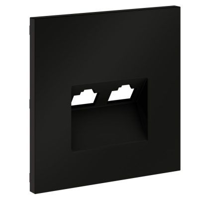 Накладка для розетки компьютерной двойной RJ45+RJ45 кат.6, S70 (черный матовый)