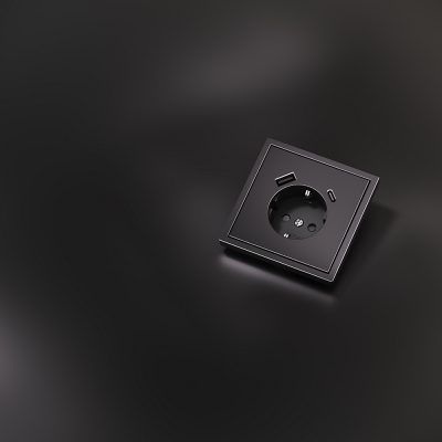 Накладка для розетки с заземлением и защитными шторками, с USB A+C, S70 Metal (антрацит)