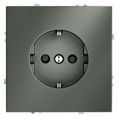 Розетка встраиваемая VOLTUM S70 с заземлением и защитными шторками, 16А, (титан)