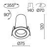 Встраиваемый светильник Technical DL125-L12-3K-B