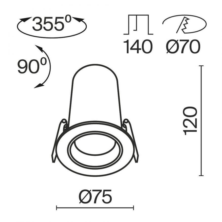 Встраиваемый светильник Technical DL125-L12-3K-B