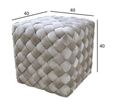 N-PUF-190 BEG Пуф плетеный велюр серо-бежевый 40*40*40см
