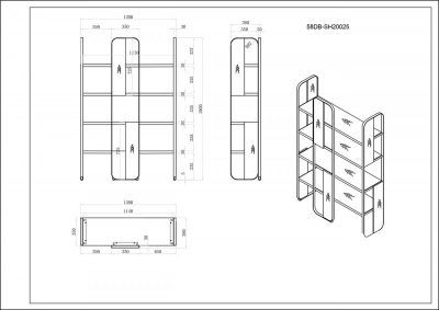 58DB-SH20025 Стеллаж Sevilla 120*38*180см
