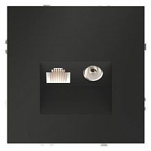 Розетка телевизионная встраиваемая VOLTUM S70 TV+RJ45 кат. 6, (черный матовый)