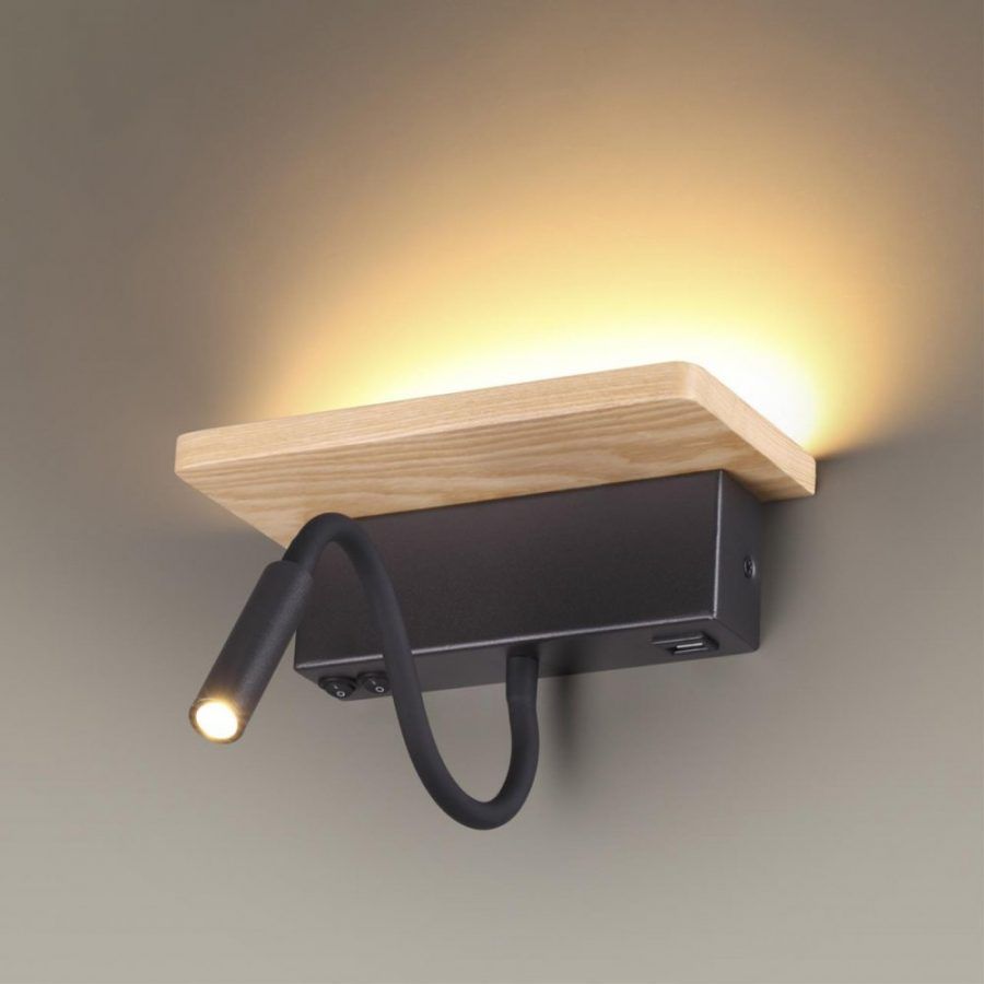 Настенный светильник-полка с подсветкой/USB Odeon Light Woody 3868/8WL