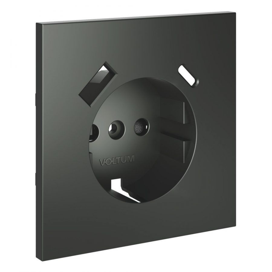 Накладка для розетки с заземлением и защитными шторками, с USB A+C, S70 (титан)