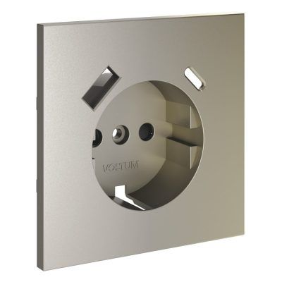 Накладка для розетки с заземлением и защитными шторками, с USB A+C, S70 (шелк)