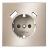 Накладка для розетки с заземлением и защитными шторками, с USB A+C, S70 Metal (платина)