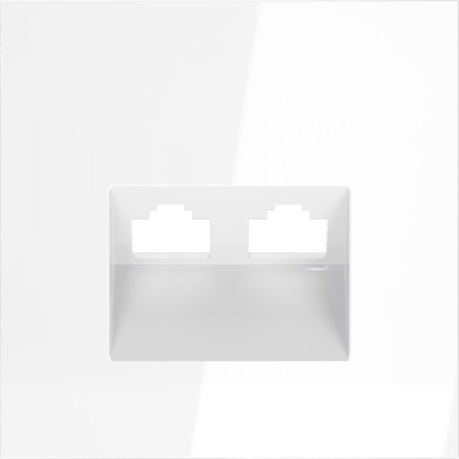 Накладка для розетки компьютерной двойной RJ45+RJ45 кат.6, S70 (белый глянцевый)