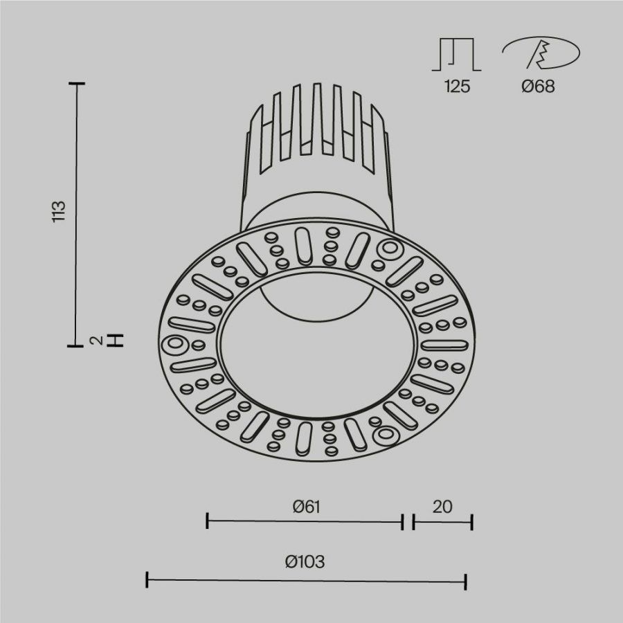Встраиваемый светильник Technical DL122-15W-2.7K-TRS-B