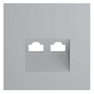 Накладка для розетки компьютерной двойной RJ45+RJ45 кат.6, S70 (серый)