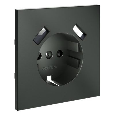 Накладка для розетки с заземлением и защитными шторками, с USB A+A, S70 (титан)