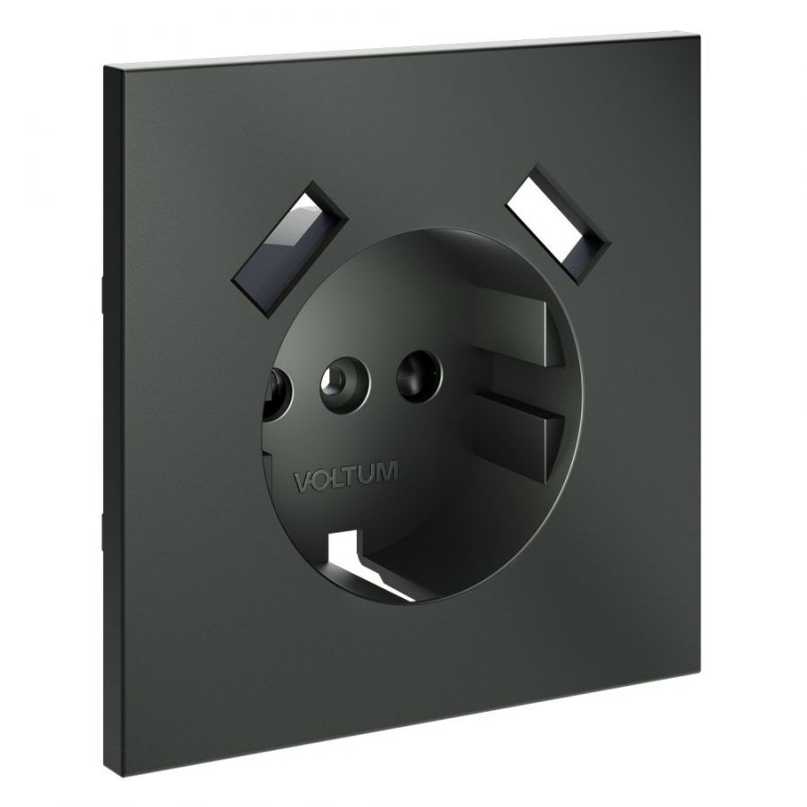 Накладка для розетки с заземлением и защитными шторками, с USB A+A, S70 (титан)