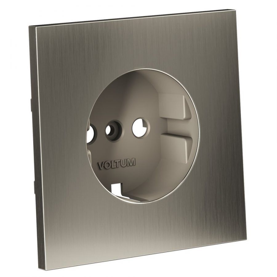 Накладка для розетки с заземлением, S70 Metal (никель)