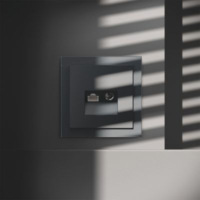 Розетка телевизионная встраиваемая VOLTUM S70 TV+RJ45 кат. 6, (графит)