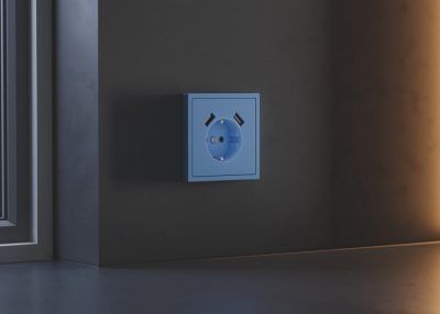 Накладка для розетки с заземлением и защитными шторками, с USB A+A, S70 (деним)