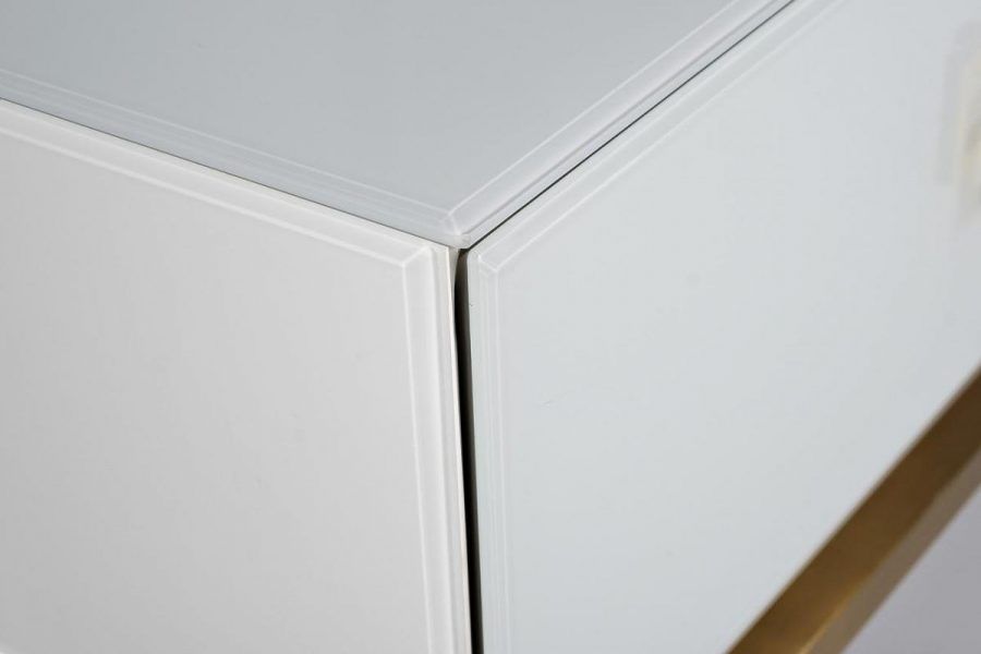 KFG070 Консоль 2 ящика белая/золото 120*42*77см