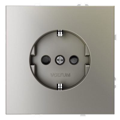 Розетка встраиваемая VOLTUM S70 с заземлением и защитными шторками, 16А, (шелк)