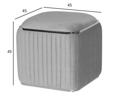 102AN-PUF-1300-SER Пуф Гларус (Glarus), велюр серый 45*45*45 см