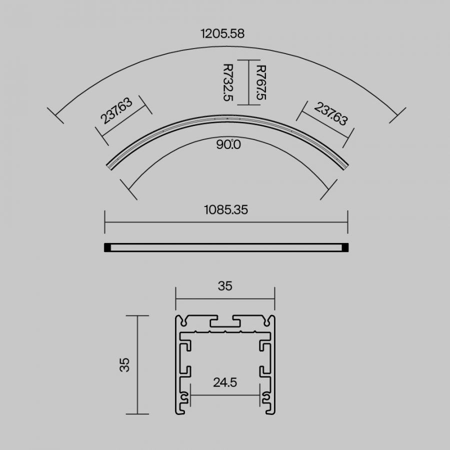Профиль Led Strip ALM-3535R-B-D-90°-1.5M