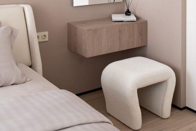 GY-08717 Банкетка букле белый d54*40,5*45,5см