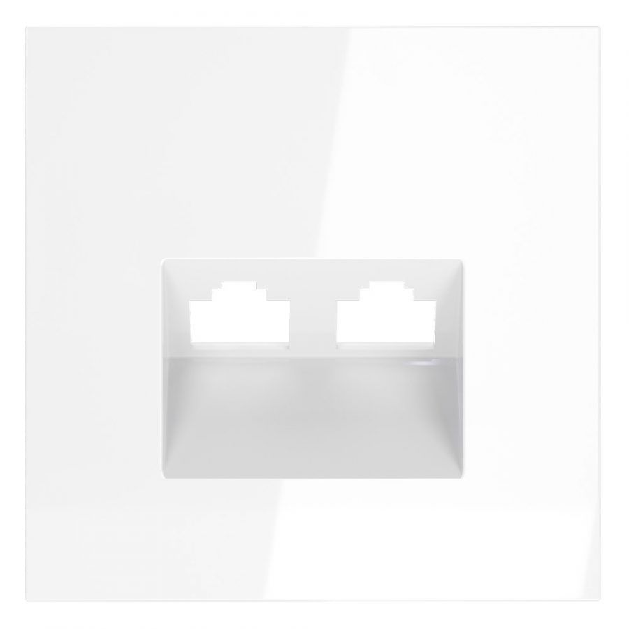 Накладка для розетки компьютерной двойной RJ45+RJ45 кат.6, S70 (белый глянцевый)