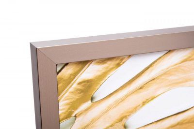 89VOR-MONSTERA GOLDEN-1 Холст "Золотые листья монстеры-1" 100х70 см, багет( латунь),поталь