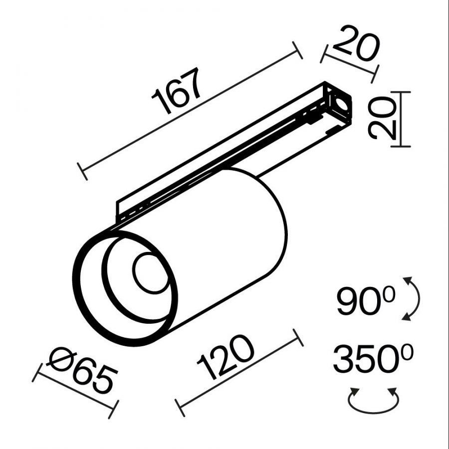 Уличный трековый светильник Outdoor O-TR02-1-S-20WB3K