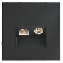 Розетка телевизионная встраиваемая VOLTUM S70 TV+RJ45 кат. 6, (графит)