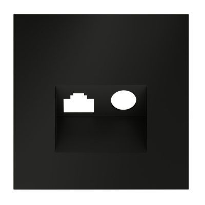 Накладка для розетки TV+RJ45 кат. 6, S70 (черный матовый)