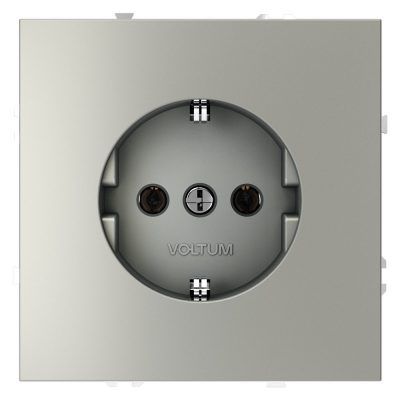 Розетка встраиваемая VOLTUM S70 с заземлением 16А, (сталь)