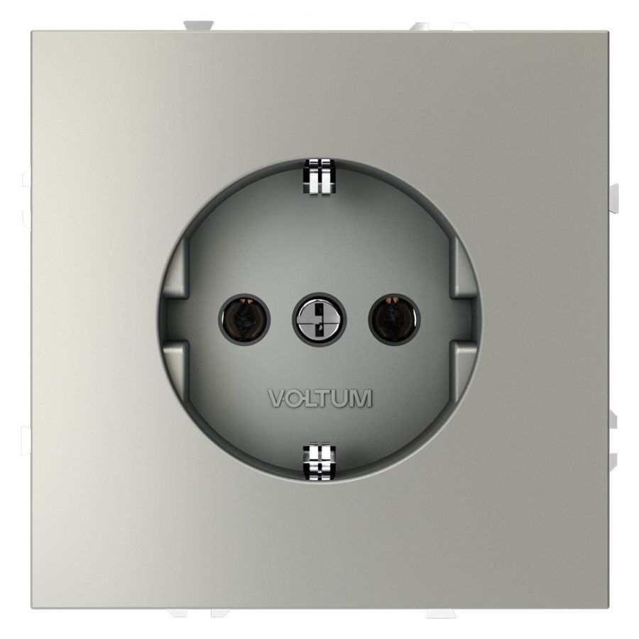Розетка встраиваемая VOLTUM S70 с заземлением 16А, (сталь)
