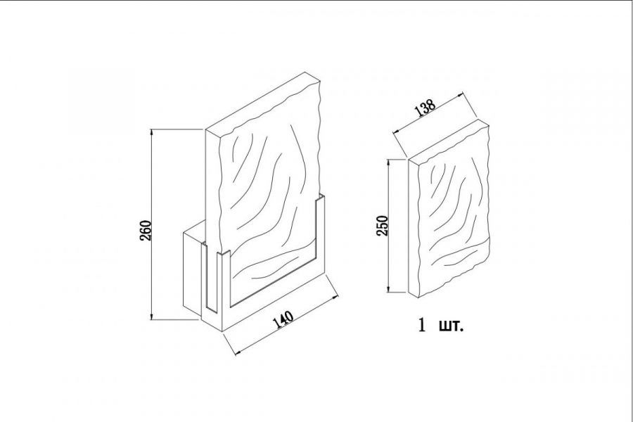 62GDW-930-200 Бра золото, стекло прозрач. 14*h27см