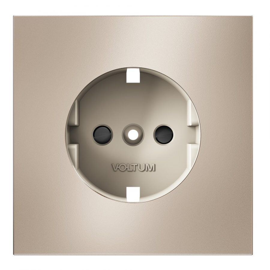 Накладка для розетки с заземлением и защитными шторками, S70 Metal (платина)