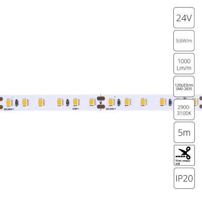 Светодиодная лента 24V 9,6W/m 3000К 5м Arte Lamp TAPE A2412008-01-3K