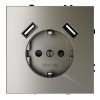 Розетка встраиваемая VOLTUM S70 с заземлением и защитными шторками, 16А, с USB, A+A, (шелк)