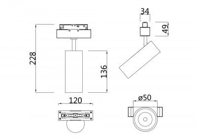 Трековый светильник Technical TR019-2-10W3K-W