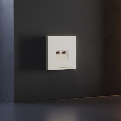 Накладка для розетки компьютерной двойной RJ45+RJ45 кат.6, S70 (хлопок)
