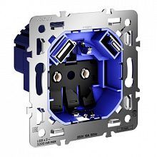 Механизм розетки с заземлением и защитными шторками 16А, с USB A+C, S70