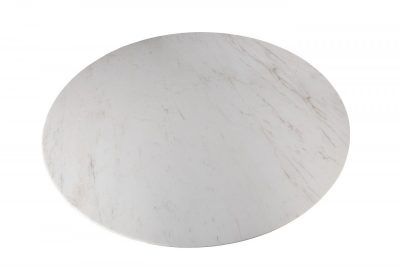 160KD-60090 Стол обеденный, мрамор Волакас (Volakas), экокожа бежевая d160*75см