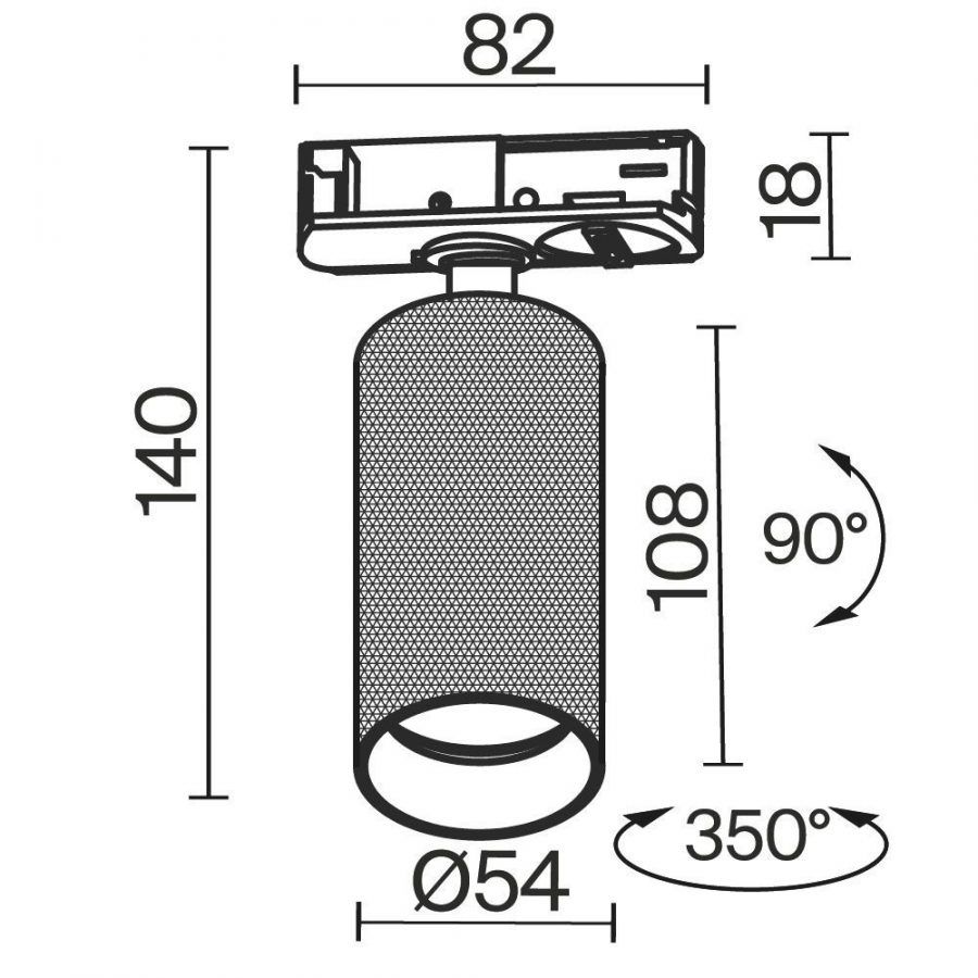 Трековый светильник Technical TR089-1-GU10-BB