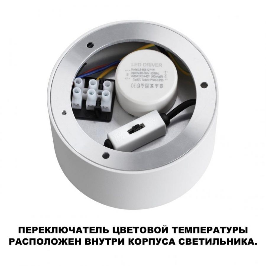 Светильник накладной светодиодный с переключателем цветовой темперетуры Novotech Orbis 359598
