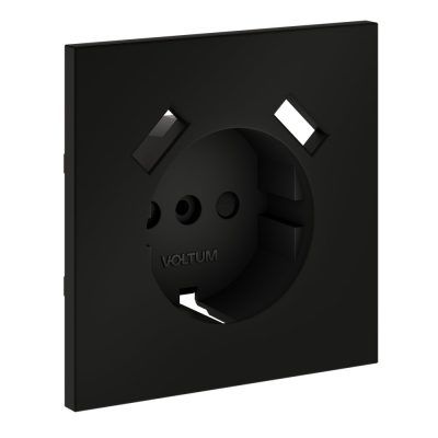 Накладка для розетки с заземлением и защитными шторками, с USB A+A, S70 (черный матовый)